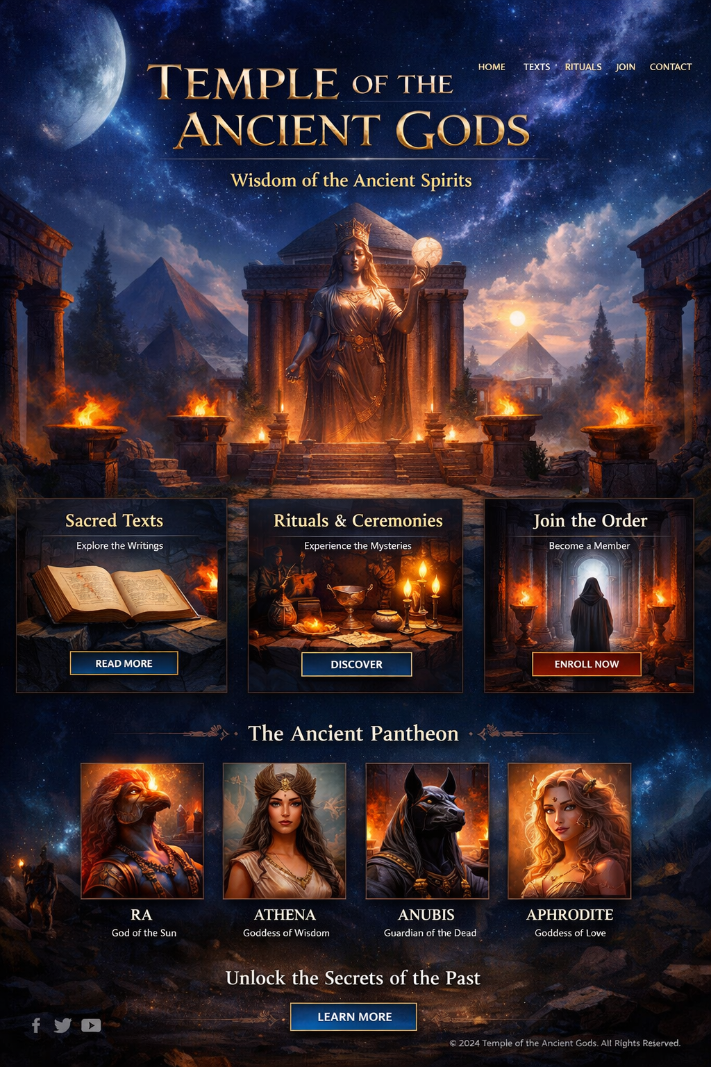 Temple of the Ancient Gods - homepage design